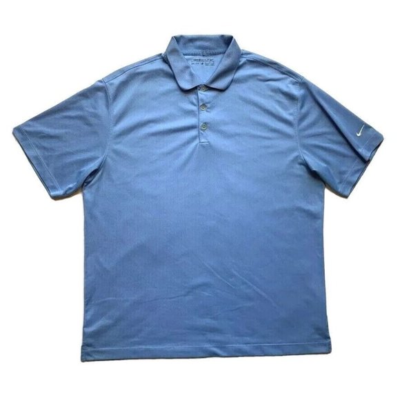Nike Golf Polo Shirt Mens XL Dri-Fit Short Sleeve Athletic Swoosh‎ Outdoor Blue - Picture 1 of 12